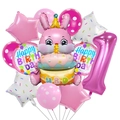 Set palloncini coniglio torta rosa e numero uno per decorazione primo compleanno bimba - Set per il 1° Compleanno (3D蛋糕兔套装1)