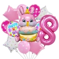 Pink rabbit and number 8 balloon set for girls 8th birthday party decorations - 8th Birthday Set (3D Cake Rabbit Set 8)