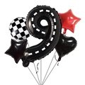 Racing party set with black road-pattern number 9 balloon and checkered foil accents - Number 9 (9)