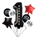 Racing theme 1st birthday balloon set with 40-inch black number one and checkered flags - Track Texture Number 1 Balloon 7-Piece Set (Type B)