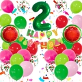 Detail von Wassermelone-Thema 2. Geburtstag Party-Set mit Ballons und Fruchtbanner - Wassermelone Ballon Banner Mit Zahlenballon (Stil 2)