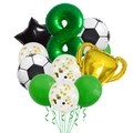 Set de globos de fútbol con trofeo de oro y globo verde número 8 de papel de aluminio - Decoración Número 8 Verde