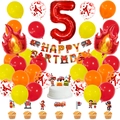 Détail de la décoration de fête thème pompier pour 5ème anniversaire avec ballons - 32 Pouces - Ensemble 5ème Anniversaire