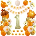 Set di palloncini con foglie d'acero e ghiande per decorazione del 1° compleanno autunno - Set 1° Compleanno