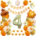 Dettagli set decorazioni 4° compleanno con foglie d'acero e palloncini oro - Set 4° Compleanno