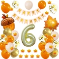 Détails du kit de décoration pour 6ème anniversaire automnal avec feuilles d'érable et glands - Kit 6ème Anniversaire