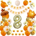 Détail du kit 8ème anniversaire avec ballons feuille d'érable et bannière d'anniversaire - Kit 8ème Anniversaire