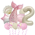 Dettaglio palloncini a coda di sirena e conchiglia rosa per decorazioni secondo compleanno - Numero 2 (Set Sirena Vintage Opaco 2)
