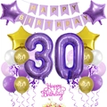 Set decorativo dettagliato per il 30° compleanno in viola e oro con palloncini - Stile Viola 30 (6182380659562)