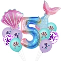 Set di palloncini a sirena per 5° compleanno con numero arcobaleno e coda sfumata - Stile B Numero 5