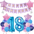 Set decorazioni 18° compleanno con striscione e palloncini blu e oro rosa - Stile Blu Viola 18 (6182380659563)