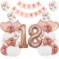 Set dettagliato di palloncini per 18° compleanno oro rosa con numeri foil e stelle in lattice - Stile 18 Oro Rosa