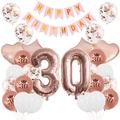 Set decorazioni 30 compleanno oro rosa con banner Happy Birthday e palloncini confetti - Stile 30 Oro Rosa