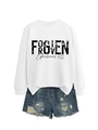 Detailed view of white sweatshirt with black Forgiven Ephesians 4:32 scripture print - White (Black Print)
