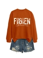 Close-up of burnt orange sweatshirt featuring white Forgiven and Ephesians text prints - Burnt Orange (White Print)