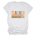 Détail du t-shirt blanc en coton avec imprimé vintage coloré Teacher Love Inspire - Blanc