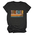 Détail du t-shirt gris foncé Teacher Love Inspire avec impression vintage vieillie - Gris Chiné Noir
