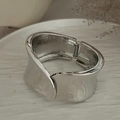 Polished silver wide spring hinge cuff bracelet with a mirror finish for women - Concave Wave Style (02669-Silver)