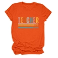 Détail du t-shirt en coton orange avec motif graphique vintage Love Inspire Teacher - Orange