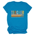 Détail du t-shirt bleu sarcelle avec imprimé vintage Teacher Love Inspire rétro arc-en-ciel - Bleu lac