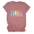 Close-up of Easter rabbit silhouettes and Oh For Peeps Sake text on pink t-shirt - Rose Gold (White Text)