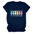 Navy blue cotton T-shirt featuring colorful Easter bunnies and Oh For Peeps Sake text - Navy Blue (White Text)