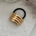 Elastico per capelli minimalista con decorazione in metallo dorato a più strati - Stile Anello a Quattro Strati (0025) / Oro