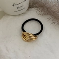 Minimalistisch elastisch haarelastiekje met gepolijste gouden ringen voor een paardenstaart - Multi-Ring Verweven Stijl (0030) / Goud