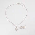 Set collana e orecchini in argento con perle barocche bianche dalla forma irregolare - Stile Perla Imitata (05594) / Argento