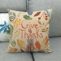 Give Thanks fall linen pillow cover with red maple leaves on a grey sofa background - Give Thanks Maple Leaf Style (8)