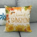 Fall themed linen throw pillow case featuring harvest sunshine and sunflowers on sofa - Harvest Sunshine Sunflower Style (8)