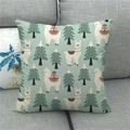 Christmas pine tree and alpaca pattern linen pillow cover on light grey sofa - Alpaca and Christmas Gift Style (7)