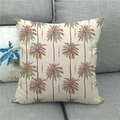 Linen Christmas pillowcase featuring colorful pine trees on a gray sofa background - Tropical Palm Tree Style (8)