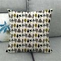 Detail of linen pillowcase with Nordic tree print on a modern grey fabric sofa - Simple Hand-drawn Trees Style (10)