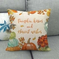 Linen Fall pumpkin pillow cover with Happy Harvest wishes for autumn home decor - Pumpkin Wishes Harvest Wishes (5)