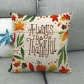 Detailed close-up of Always Be Thankful linen pillow cover with fall leaf and pumpkin patterns - Always Be Thankful (6)
