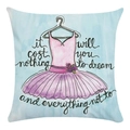 Funda de cojín cuadrada suave con estampado de vestido de ballet rosa y frases en inglés - 45x45 cm / Ilustración de Vestido de Ballet Rosa (Estilo 3)