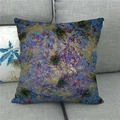 Detailed peacock feather oil painting texture on a square linen cushion cover for sofa - Blue Distressed Feather Texture (3)