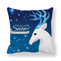 Christmas peach skin pillowcase with glowing reindeer design and Let It Snow holiday print - 18x18 Inch / Blue Reindeer (Happy New Year)
