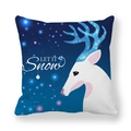 Winter festive pillow cover with white deer and Let It Snow artistic typography - 18x18 Inch / Dark Blue Reindeer (Let It Snow)