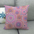 Detail of colorful bohemian mandala geometric pattern on linen throw pillow cover on sofa - Pink-Purple Colorful Mandala Pattern (11)