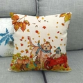 Linen autumn throw pillow case with harvest dogs, pumpkins and falling maple leaves - Dogs Harvest Truck (12)