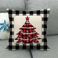 Federa natalizia con albero a quadri rossi e neri e bordo decorativo a scacchi - Albero a Quadri e Fiocchi (Stile 2)