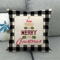 Detail of Christmas buffalo plaid pillow cover with festive tree shaped typography - Text Shaped Christmas Tree (Style 12)