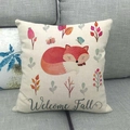 Linen fall pillow cover featuring a red fox and leaves with Welcome Fall text - Welcome Fall Little Fox (13)