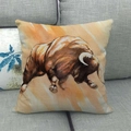 Running bull artistic cushion cover with colorful oil paint style on a grey sofa - 45x45cm / Bull Artistic Painting (11)