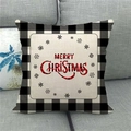 Detail of Christmas pillow cover with Buffalo Plaid edges and merry christmas text - Merry Christmas Snowflake Pattern (5) / 45x45cm