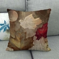 Detail showing autumn maple leaf pattern on linen pillow cover for home decor - Vintage Texture Maple Leaf Art (16)