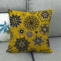 Detail of bohemian geometric mandala pattern on mustard yellow linen cushion cover - 18x18 Inch / Mustard Yellow Geometric Mandala (3)