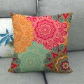 Böhmischer Kissenbezug mit Mandala-Muster aus Leinenmischung für Heimdekoration - 45x45 cm / Mehrfarbiger Mandala-Druck (9)